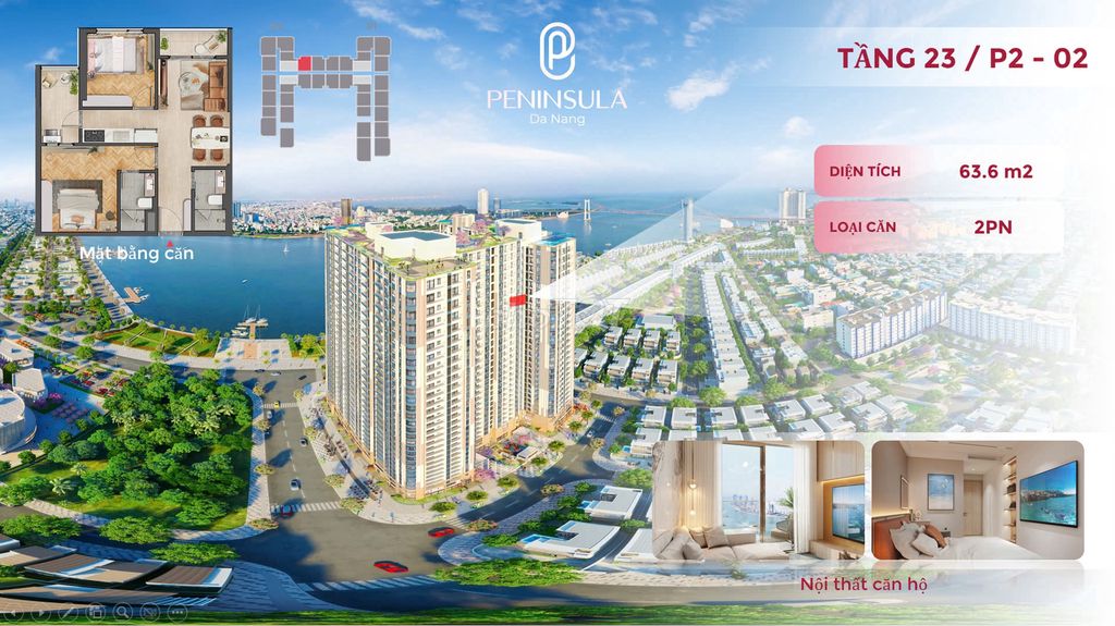 Фото 3: Срочно продается 2-комнатная квартира 63,6 м², 21 этаж, вид на море Мой Кхе, Дананг
