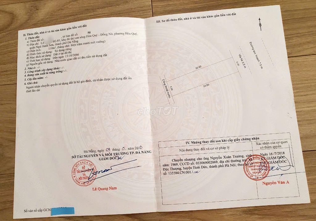 СОБСТВЕННИК СРОЧНО ПРОДАЕТ УЧАСТОК НА УЛИЦЕ ФАН ХОАН В ЖК НАМ ХОА СУАН, ЦЕНА 4.3 МЛРД