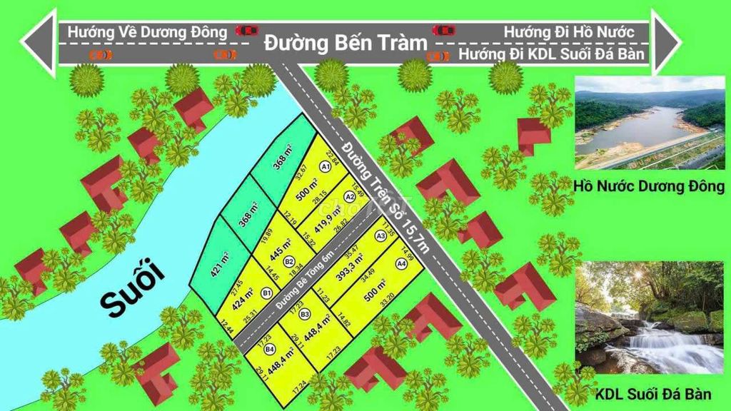 Земельный участок KDC Ben Tram в Даккху Фукуок, DT 500m2, 1.5 млрд