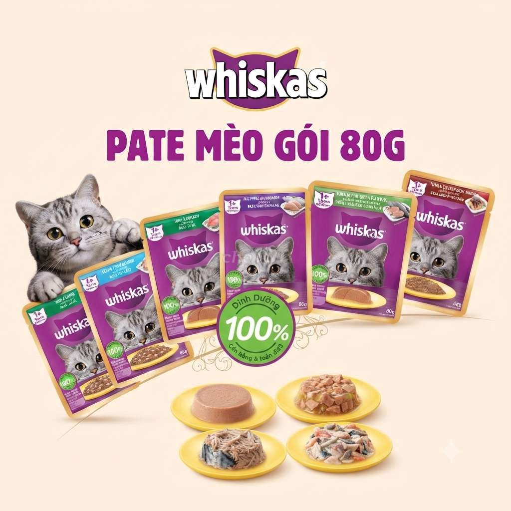 Комбо 10 пачек Whiskas Pate для кошек Все вкусы 80г