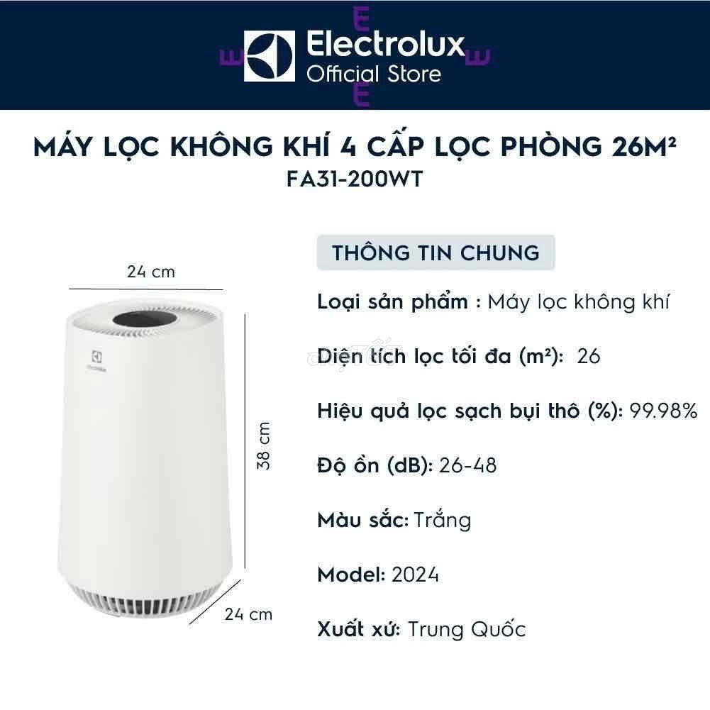 Фото 2: Очиститель воздуха Electrolux FA31-200WT Белый 26м²