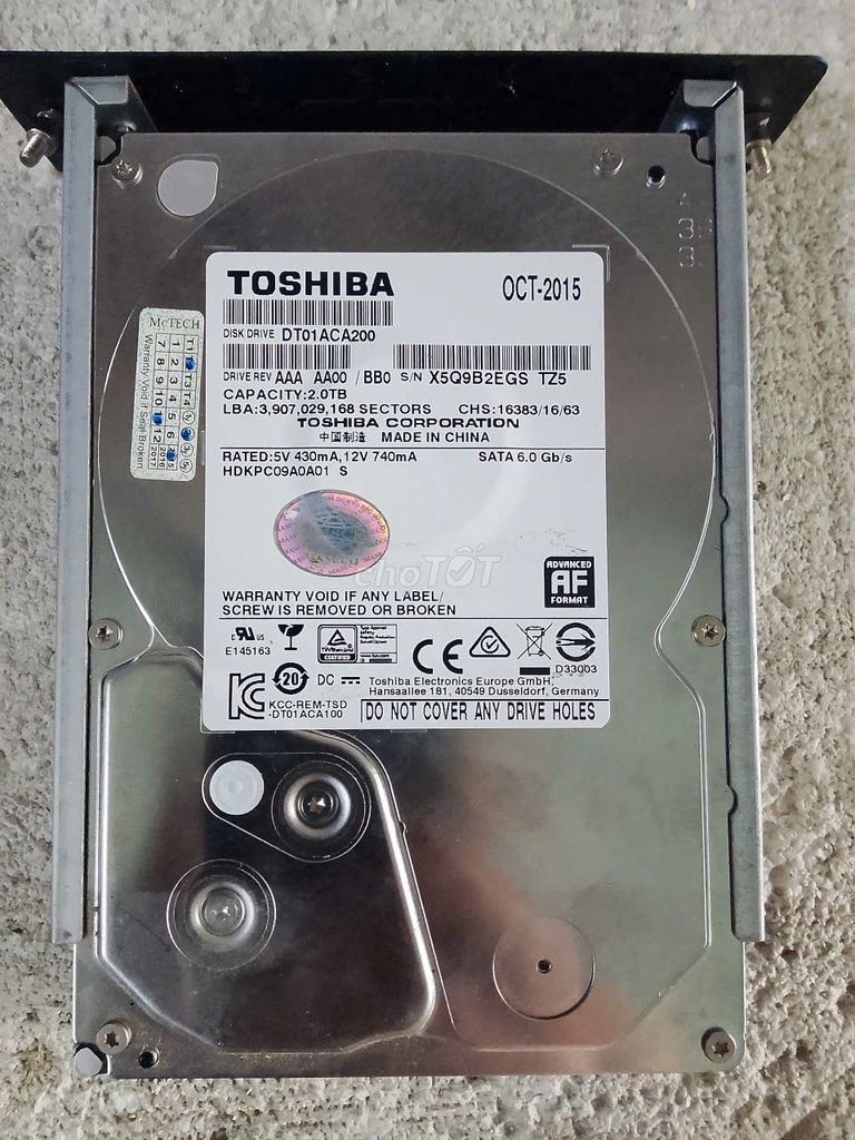 Жесткий диск Toshiba DT01ACA200 2TB 7200 RPM, использовался 14 дней