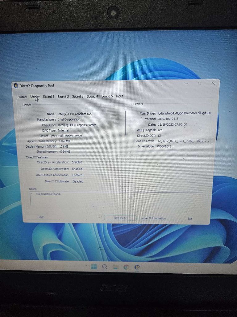 Acer Aspire E5-576 i3-8130U 8GB Windows 10 Pro