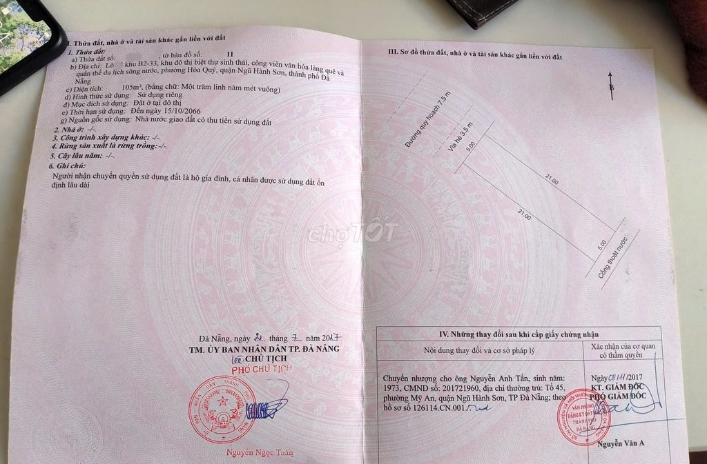 Дядя Хюи из Дананга срочно продает землю в Нам Хоа Суан, улица Хой Киенг 5, цена 3,7 млрд