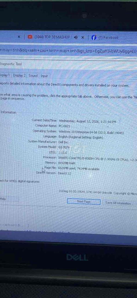 Фото 2: Материнская плата для ноутбука Dell G3 3579 i5-8300H 8GB GTX 1050