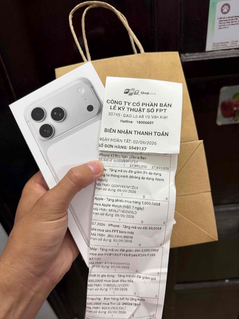 iPhone 17 Pro Max 256GB Silver 100% New Fptshop