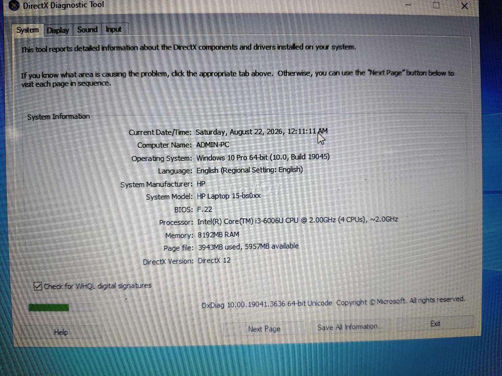 HP 15-bs0xx i3-6006U 15.6 дюймов 8GB