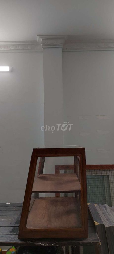 Фото 2: Шкаф витринный Дерево Стекло Коричневый Винтаж 40x60x50см