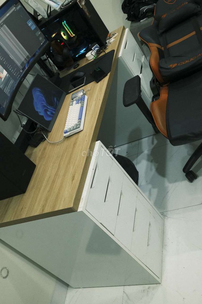 Письменный стол IKEA, светлое дерево, белый, 1м6, 2 тумбы