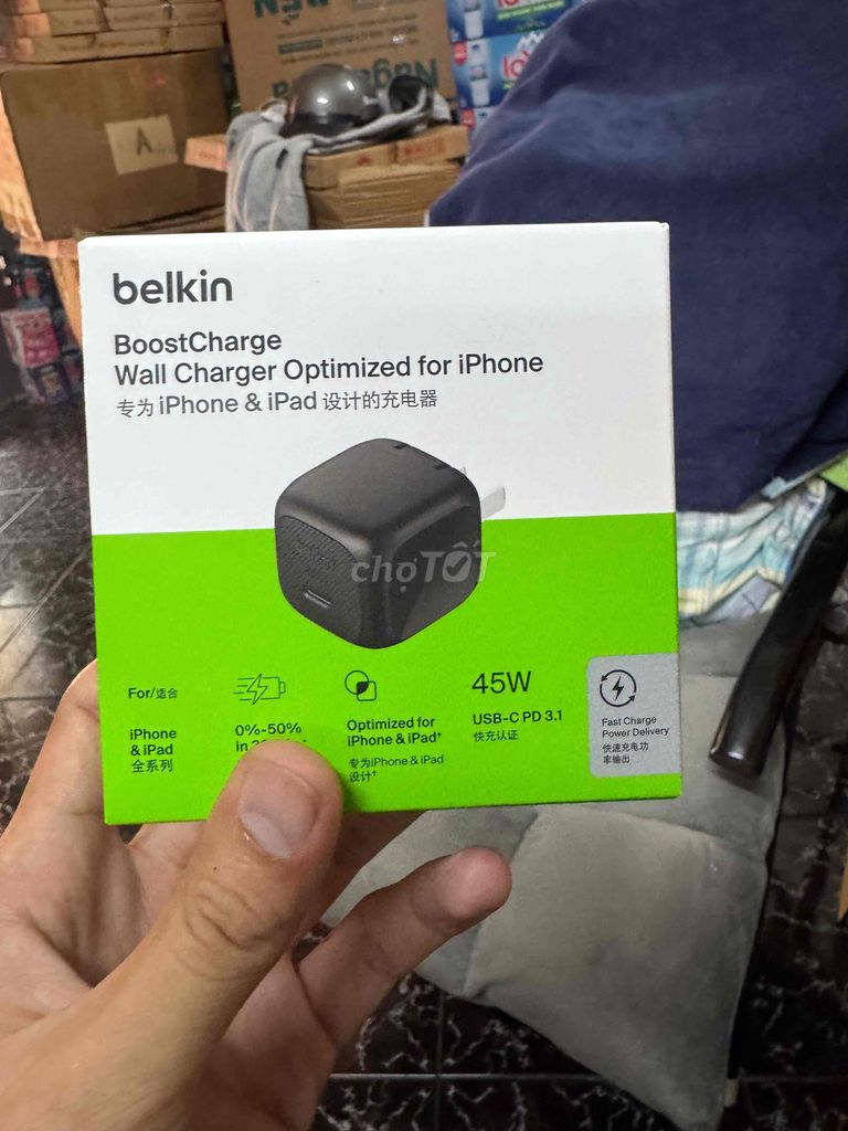 Настенное зарядное устройство Belkin BoostCharge 45W USB-C, чёрное