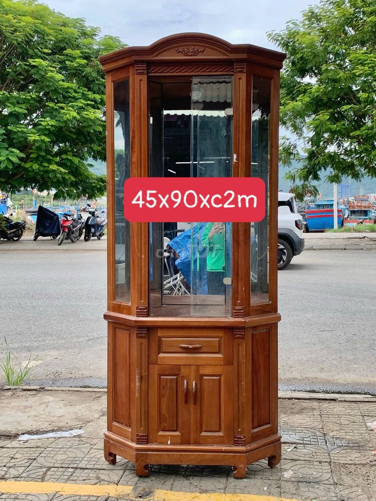 Витрина из дерева и стекла коричневая 45x90x200 см