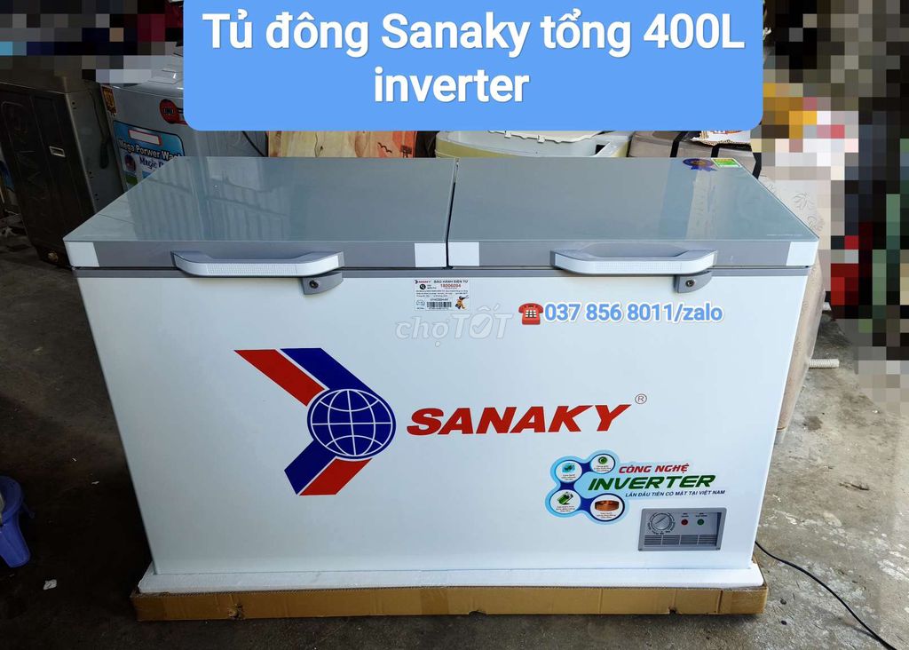 Tủ đông Sanaky 400L Inverter Kính cường lực Trắng