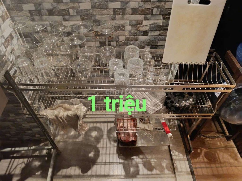 Стеллаж для сушки посуды из нержавеющей стали 2-уровневый, серебристый