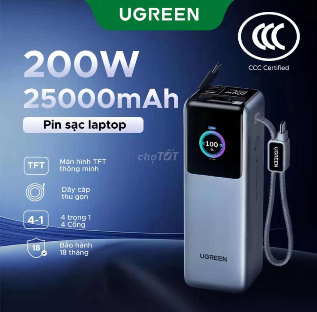 Ugreen PB728 Внешний аккумулятор 25000mAh 200W