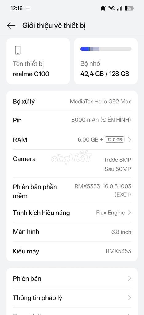Realme C100 6GB/128GB 6.8 дюймов как новый