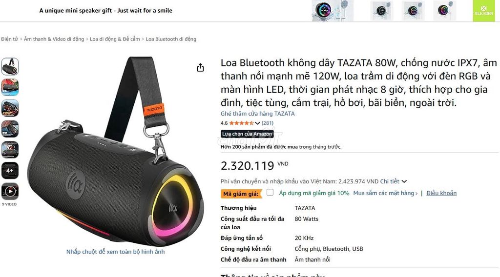 Фото 2: Колонка Bluetooth TAZATA BOOMBLAST PRO черная