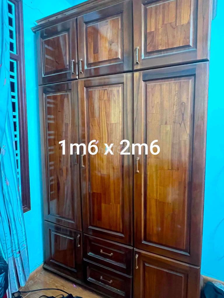 Шкаф для одежды из натурального дерева 1м6х2м6, новое PU-покрытие