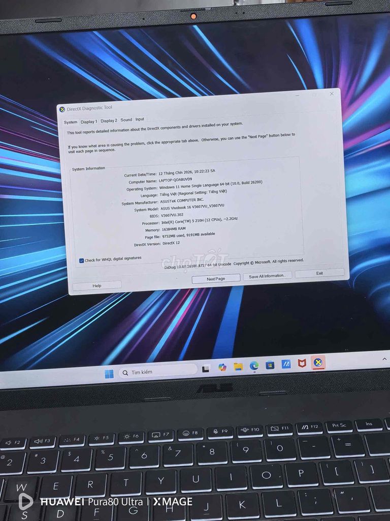 Asus Vivobook 16 i5 16GB/512GB RTX 4050 Черный
