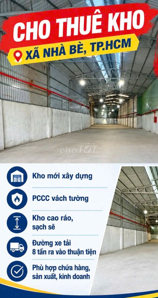 НОВЫЙ СКЛАД 550М² В КОММУНЕ НЯБЕ, ХОШИМИН – 43 МЛН/МЕСЯЦ, ВЫСОКИЙ, СУХОЙ, ЧИСТЫЙ