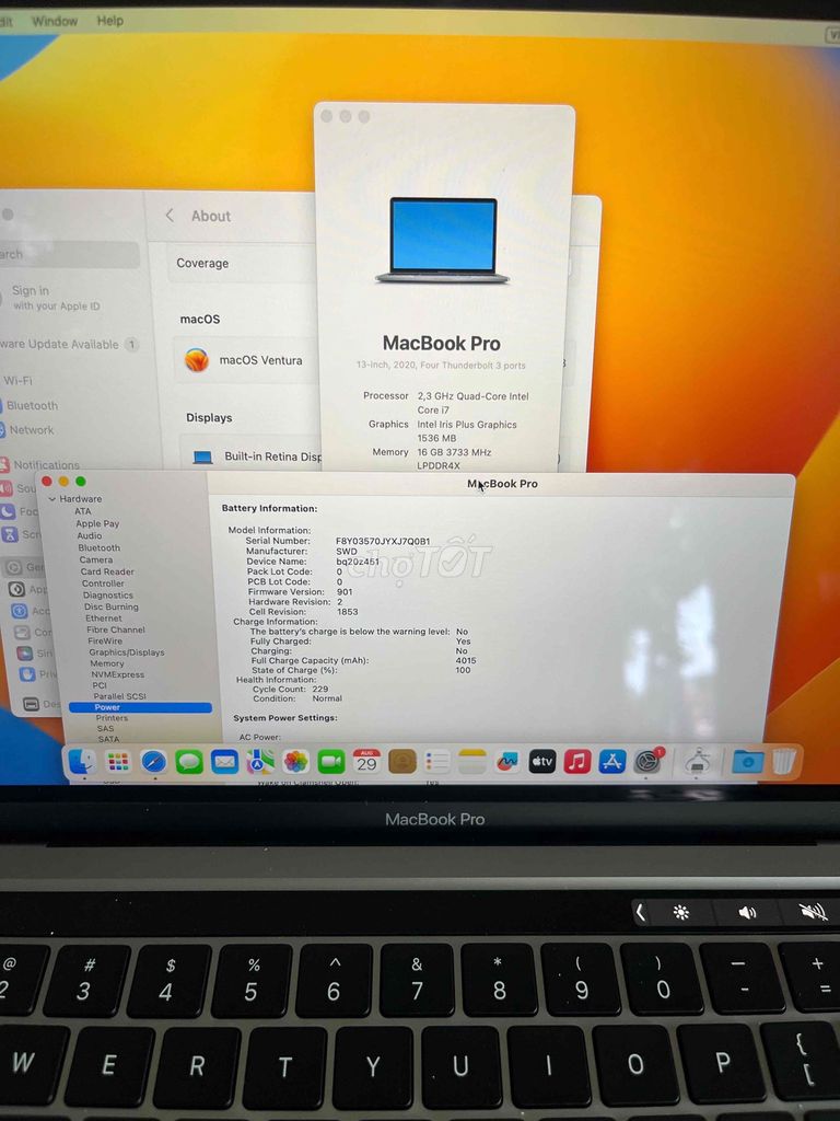 Фото 3: MacBook Pro 2020 i7 Ram 16GB Ssd 512GB