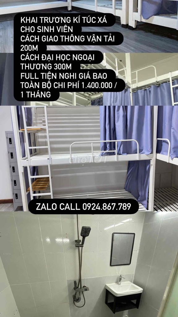 ký túc xá mới khai trương đi bộ qua trường đại học nhận giữ giường