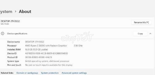 ПК с чипом Ryzen 5 5600G, 22 дюйма, 16 ГБ/512 ГБ, как новый