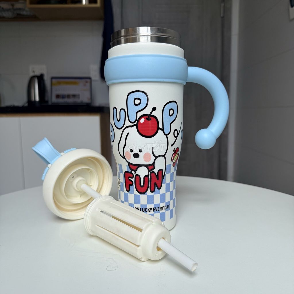 Термокружка Pupp Fun с трубочкой