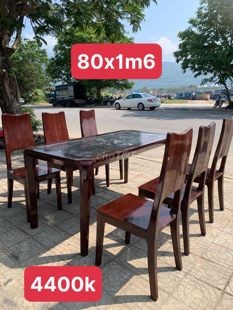 Обеденный стол деревянный 6 стульев 80x1м6