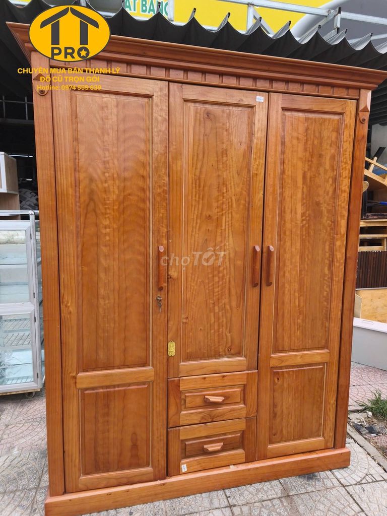 Tủ quần áo Gỗ Nâu 3 cánh Đơn giản