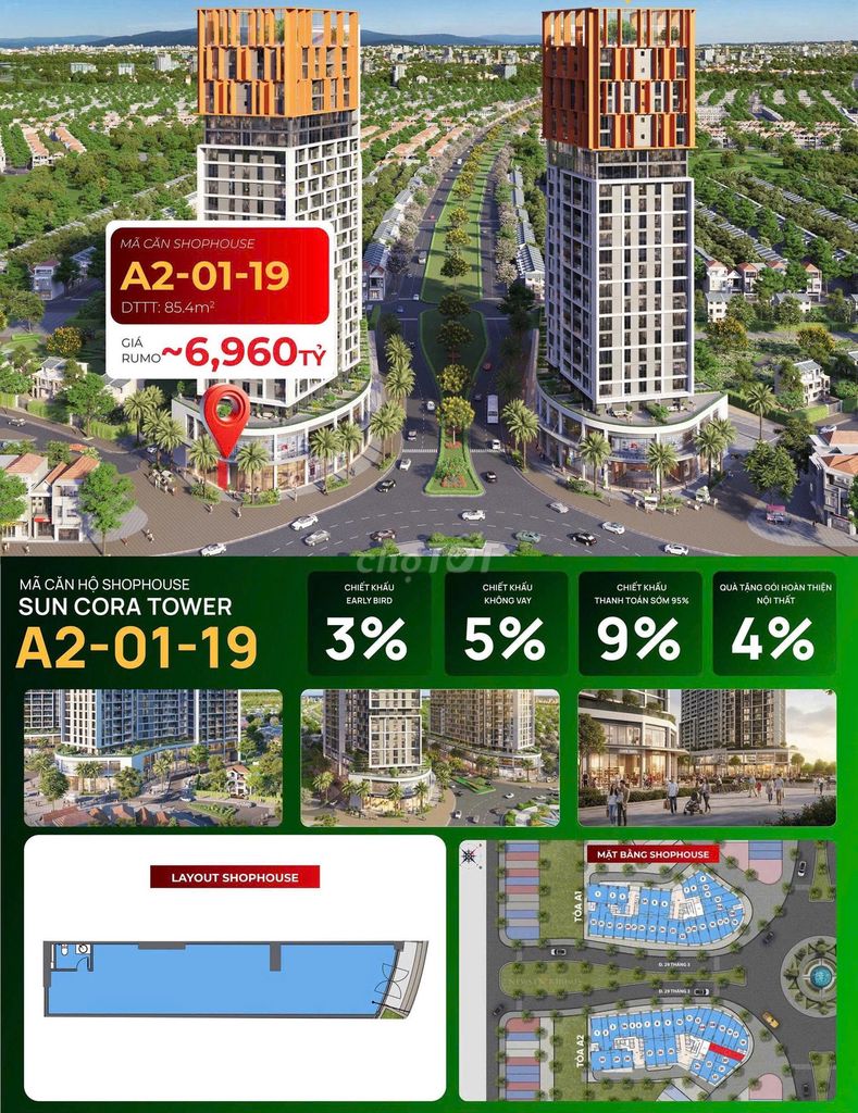 Shophouse khối đế Cora Tower chỉ từ 5 tỷ - hỗ trợ lãi suất 24 tháng