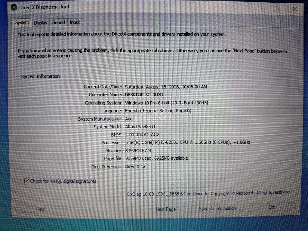 Acer Altos PS548-G1 i5 8250U 8GB/128GB SSD