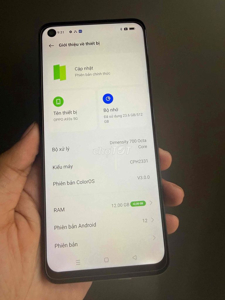 OPPO A93s 5G Ram 12/512GB