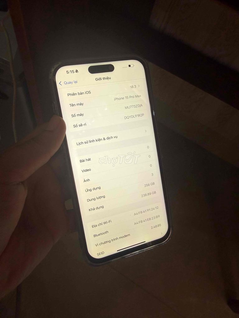 Apple iPhone 15 Pro Max bp ko dùng sim, có face id