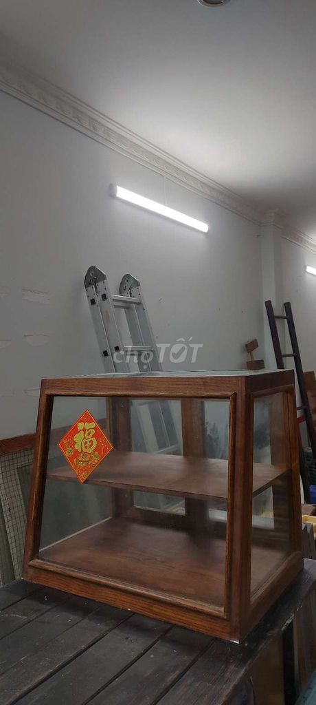 Шкаф витринный Дерево Стекло Коричневый Винтаж 40x60x50см