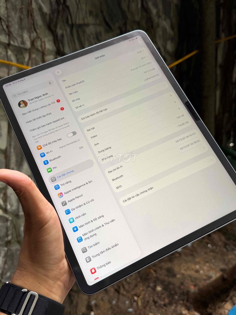 Фото 2: iPad Air 7 M3 13 дюймов 128GB Wi-Fi серый, аккумулятор 95%, ещё на гарантии