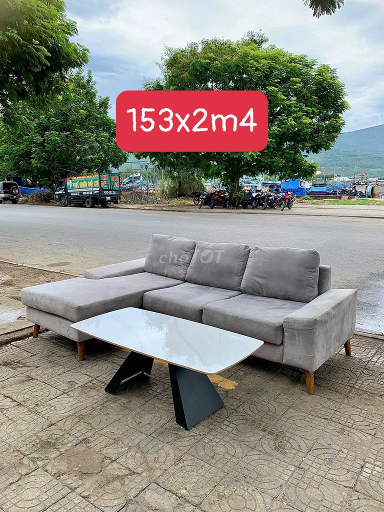 Современный серый тканевый диван 1м53 x 2м4