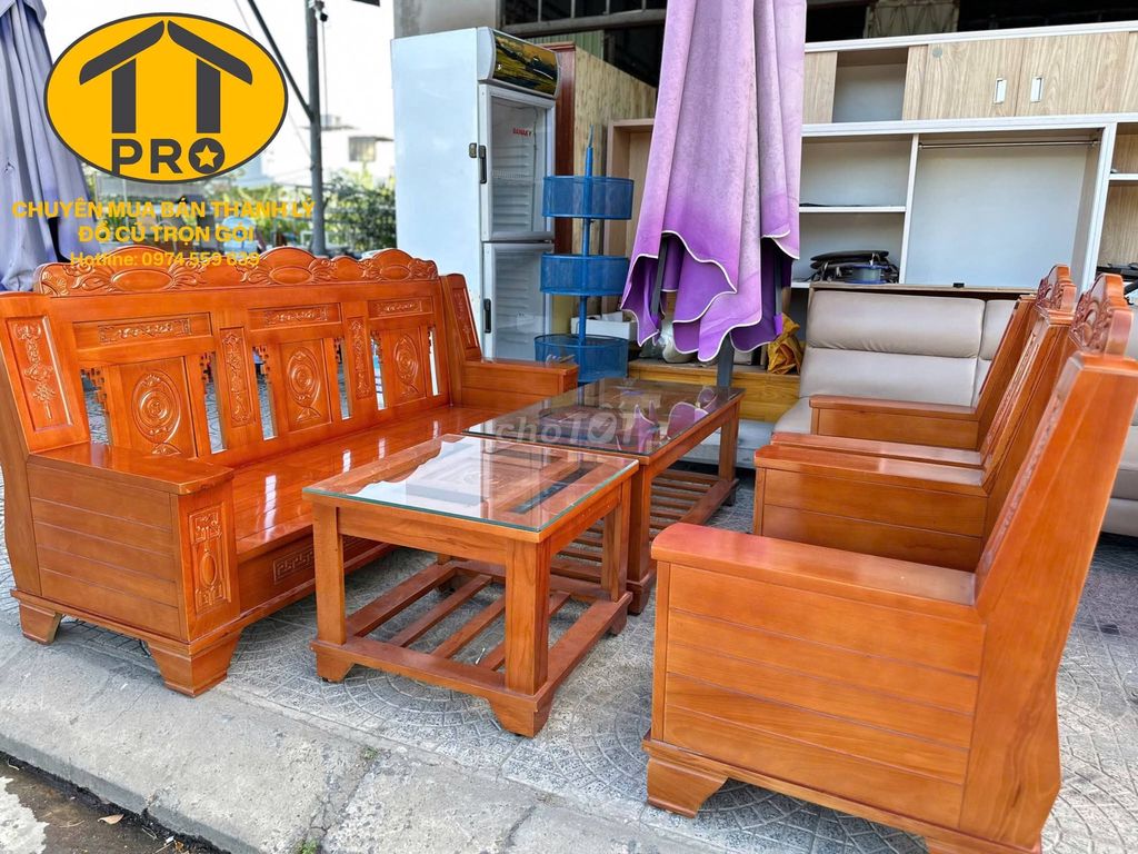 Фото 2: Bộ bàn ghế salon Gỗ Nâu đỏ Cổ điển 5 món