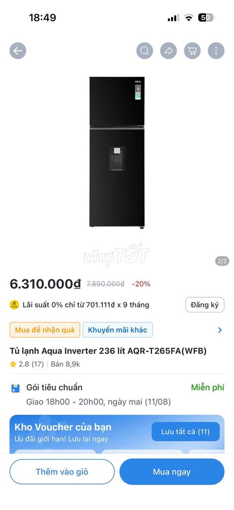 Холодильник Aqua AQR-T265FA(WFB) Inverter черный