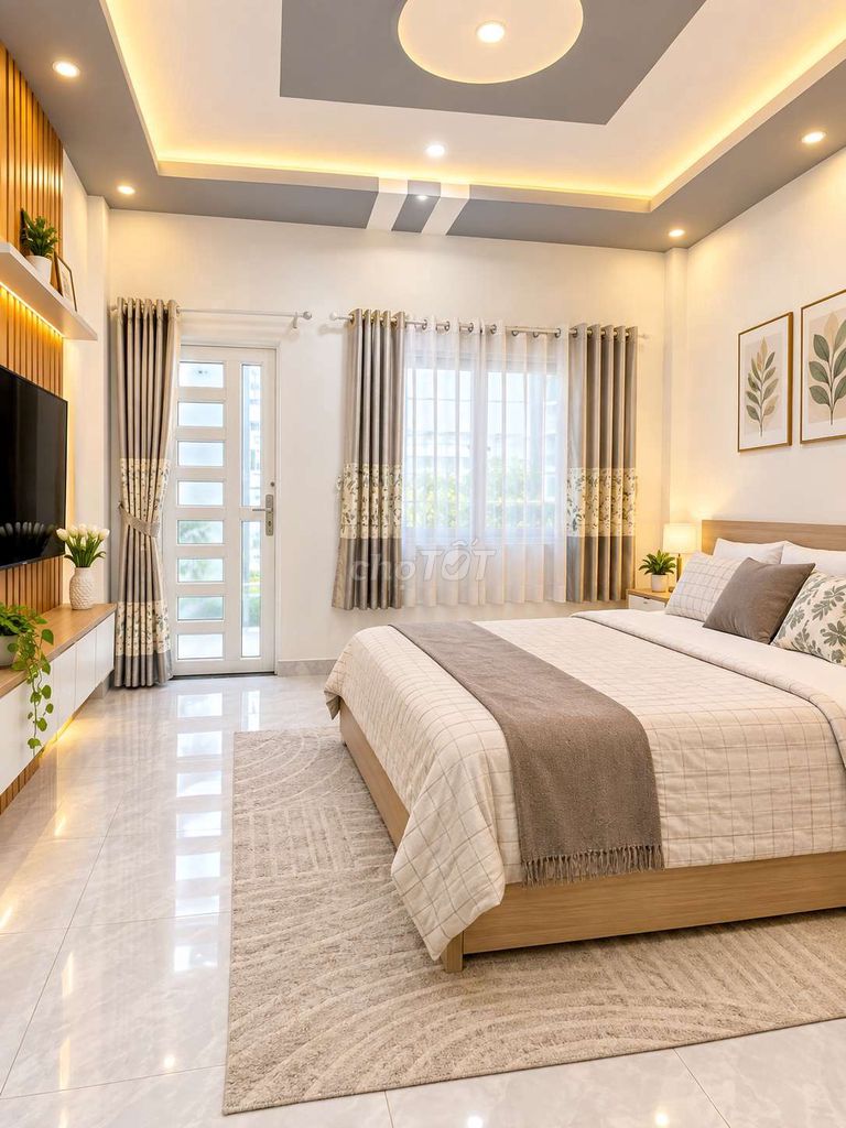 Фото 2: Переулок для автомобилей 40 м², Куанг Чунг, новый дом, завершённый, по планировке — существующая жилая застройка