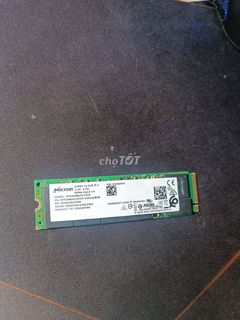 SSD Micron 2200 NVMe PCIe 512GB Gen3 x4