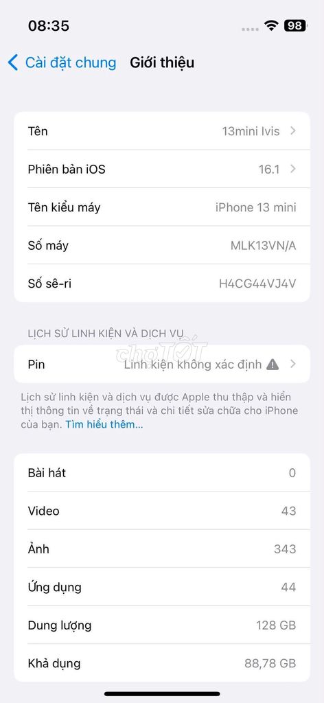 Apple iPhone 13 mini 128GB Заменен аккумулятор