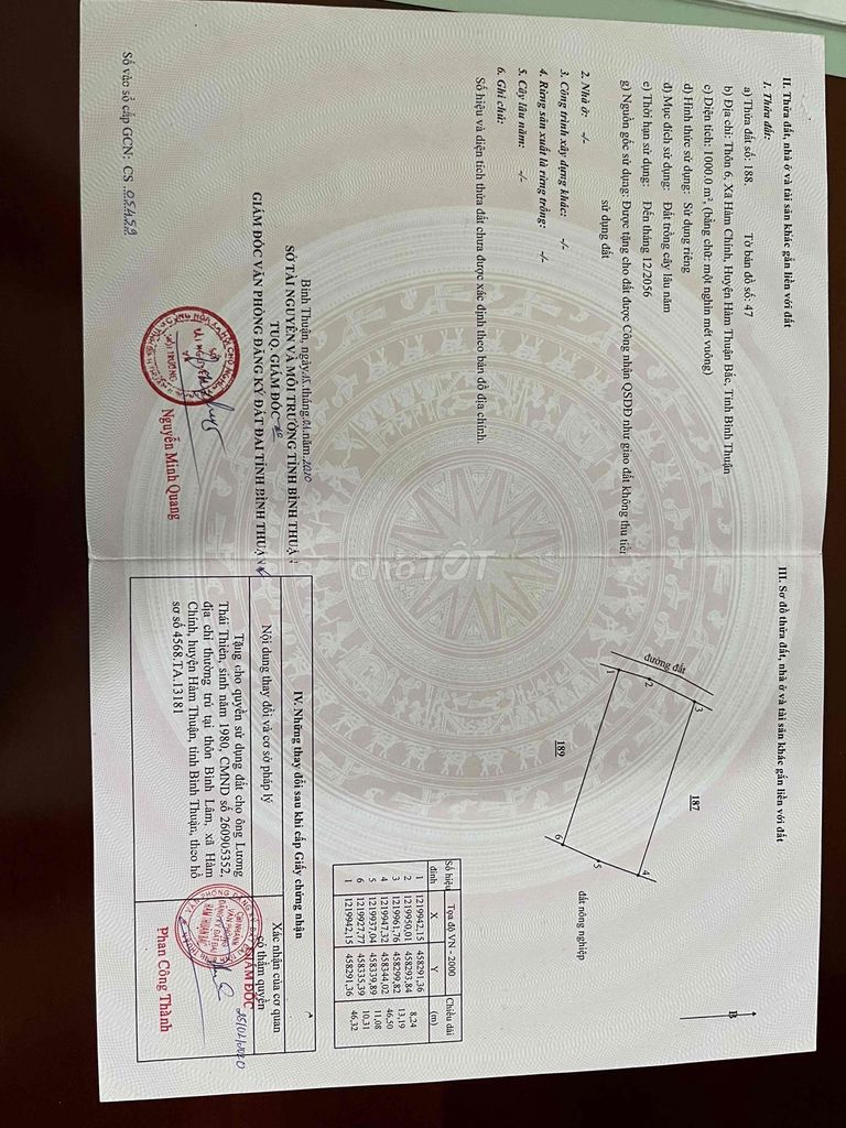 Земля под сельхозкультуры, км 11 национальной трассы 28, Хам Тьинь, Хам Тхуан Бак, Бинь Тхуан