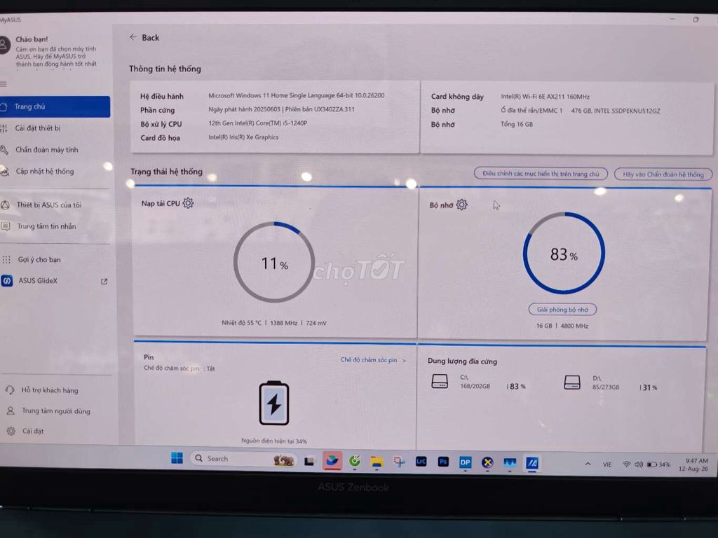 Asus Zenbook 14 UX3402ZA i5 16GB/512GB