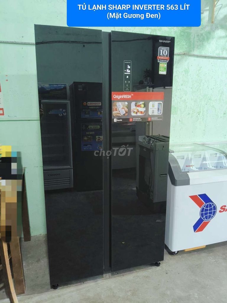 Холодильник Sharp Inverter 563L (Черное зеркало)