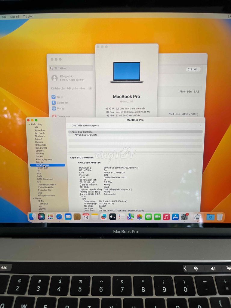 Фото 3: MacBook Pro 2018 15 inch i9 Ram 32GB Ssd 512GB