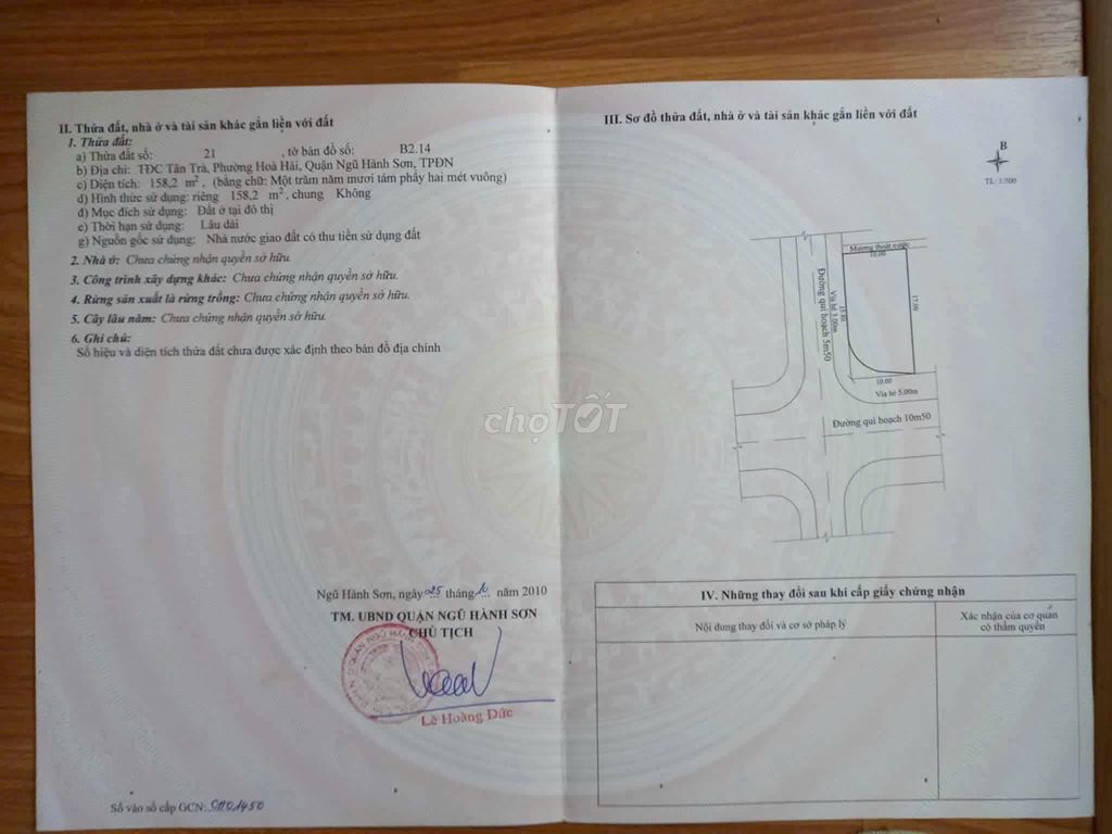 Фото 3: [CHÍNH CHỦ] Продаётся угловой участок на улице Tân Trà, район Hòa Hải, округ Ngũ Hành Sơn