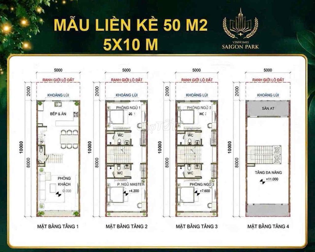 Фото 2: Таунхаус Vinhomes Sài Gòn Park 50 м² – 4 этажа – всего 2,6 млрд