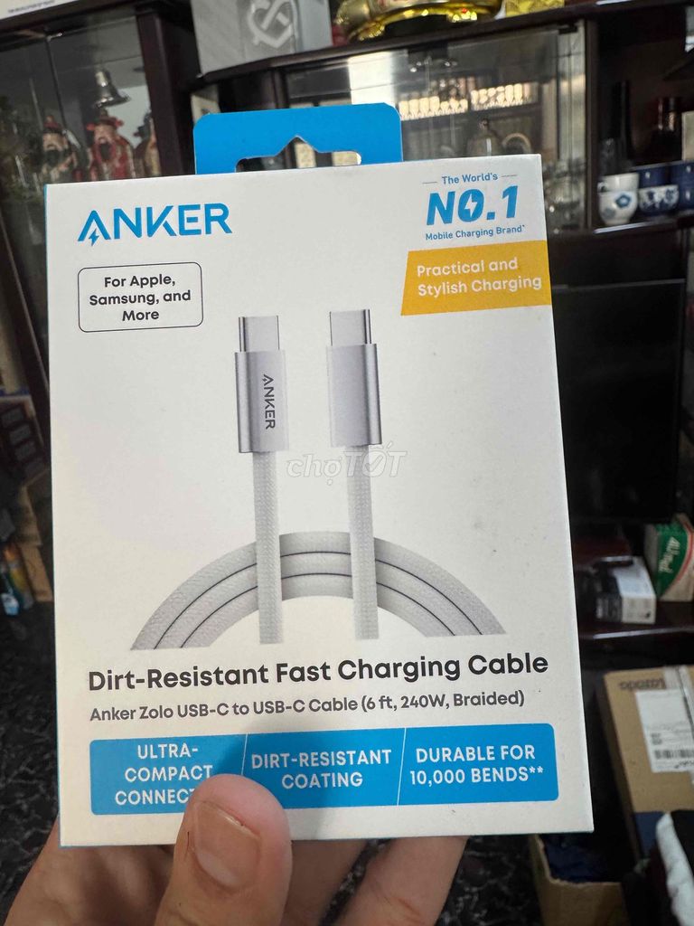 Зарядный кабель Anker Nylon белый 240W 1.8м