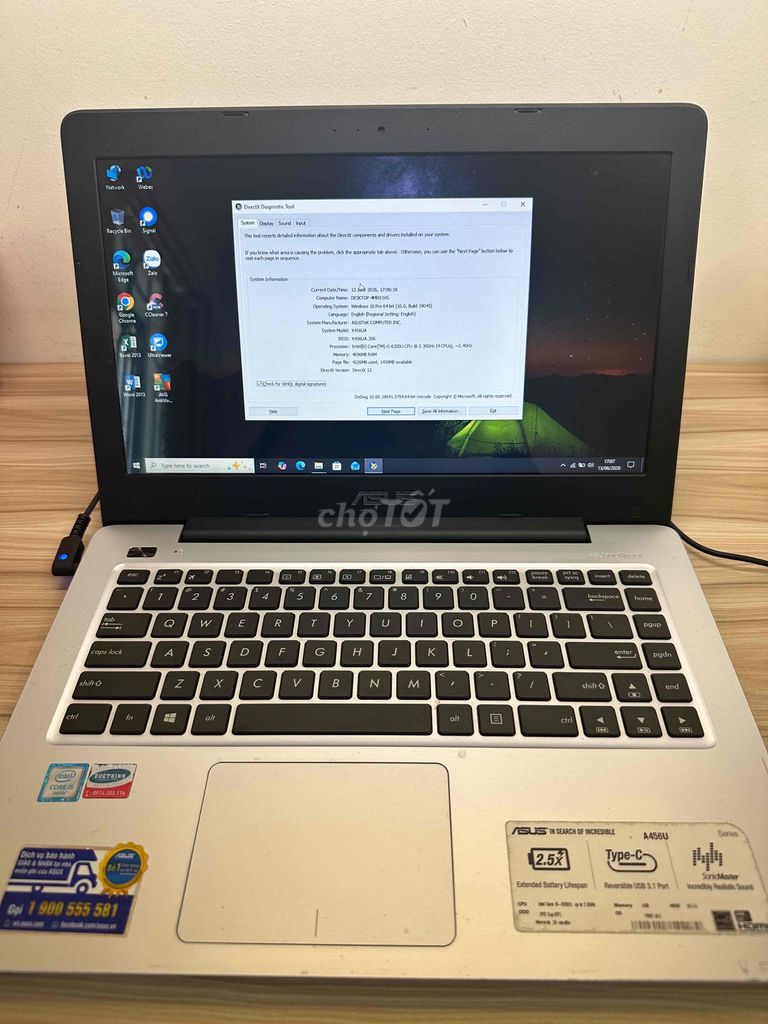 ASUS A456U i5-6200U 14 inch 4GB/128GB SSD+HDD Черный