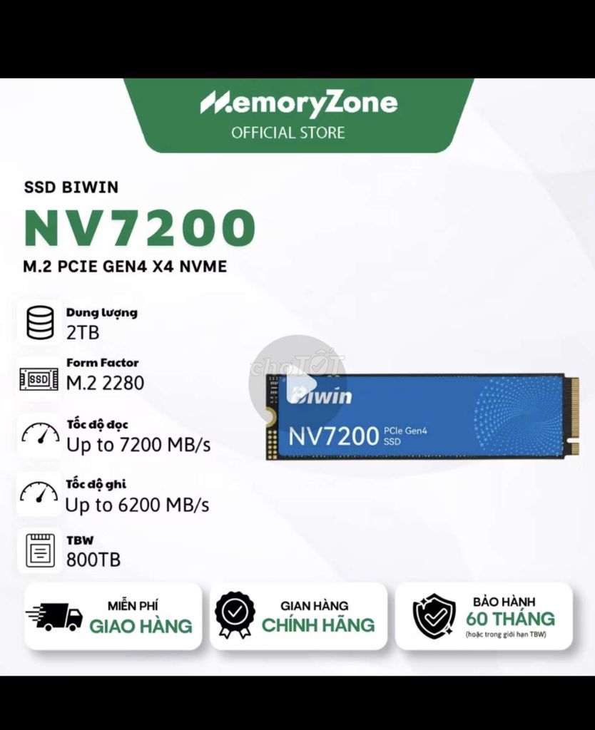 Biwin NV7200 2TB M.2 PCIe Gen4 x4 NVMe